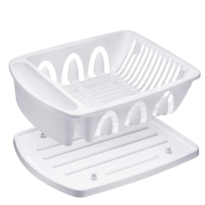 Tribello Sink Dish Drying Rack, Large Heavy Duty Hard Plastic Sink Set with Drainer (White) - Made in USA - Image 5